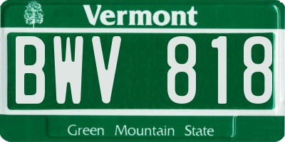 VT license plate BWV818
