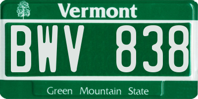 VT license plate BWV838