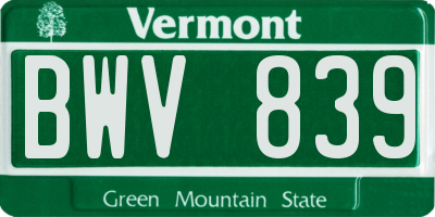 VT license plate BWV839