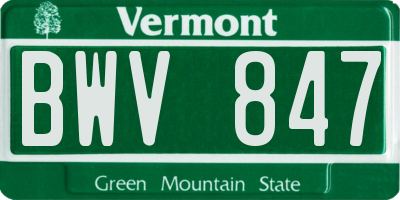 VT license plate BWV847