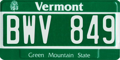 VT license plate BWV849