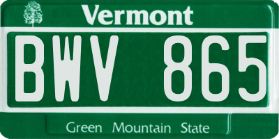 VT license plate BWV865
