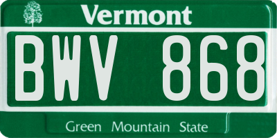 VT license plate BWV868