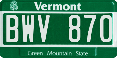 VT license plate BWV870