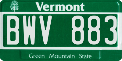 VT license plate BWV883