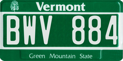 VT license plate BWV884