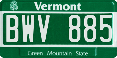 VT license plate BWV885