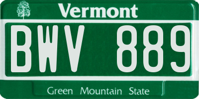 VT license plate BWV889