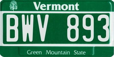 VT license plate BWV893