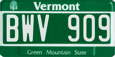 VT license plate BWV909