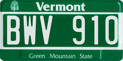 VT license plate BWV910