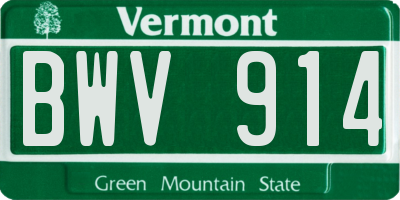 VT license plate BWV914