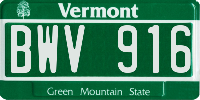 VT license plate BWV916