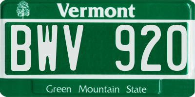 VT license plate BWV920