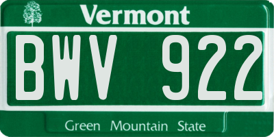 VT license plate BWV922