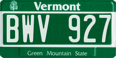 VT license plate BWV927