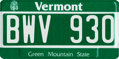 VT license plate BWV930