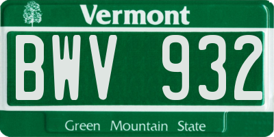 VT license plate BWV932