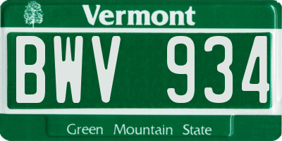 VT license plate BWV934
