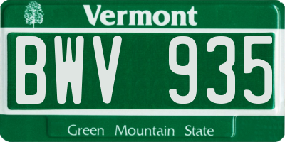 VT license plate BWV935