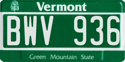 VT license plate BWV936