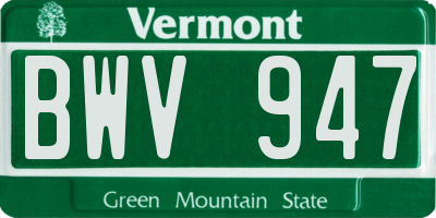 VT license plate BWV947