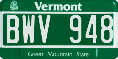 VT license plate BWV948