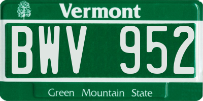VT license plate BWV952