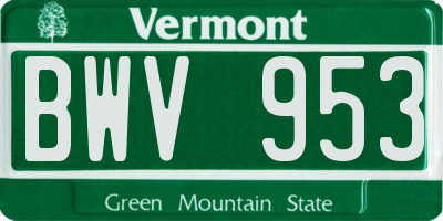 VT license plate BWV953