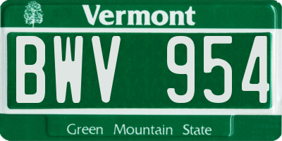 VT license plate BWV954