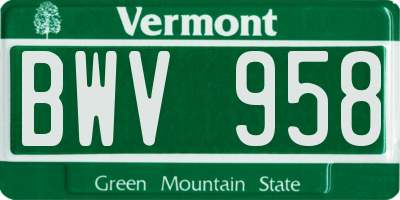 VT license plate BWV958