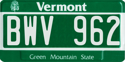 VT license plate BWV962