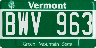 VT license plate BWV963