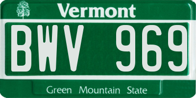 VT license plate BWV969