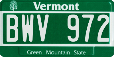 VT license plate BWV972