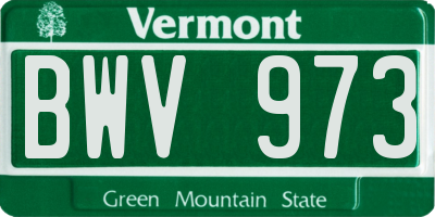 VT license plate BWV973