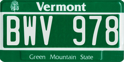 VT license plate BWV978