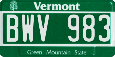 VT license plate BWV983