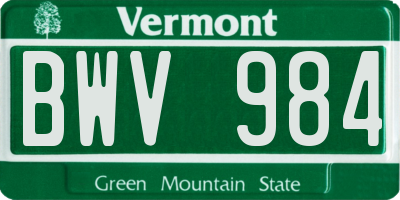 VT license plate BWV984