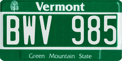 VT license plate BWV985
