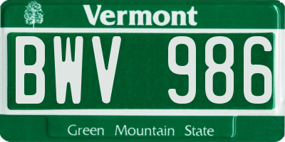 VT license plate BWV986