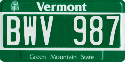 VT license plate BWV987