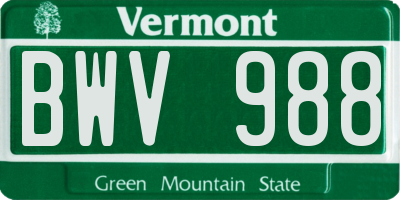 VT license plate BWV988