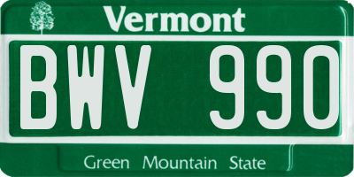 VT license plate BWV990