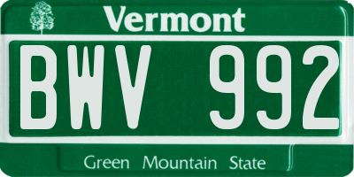VT license plate BWV992