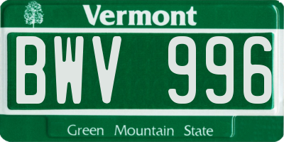 VT license plate BWV996