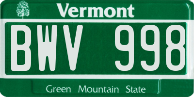 VT license plate BWV998