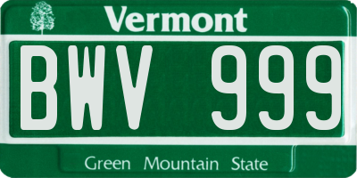 VT license plate BWV999