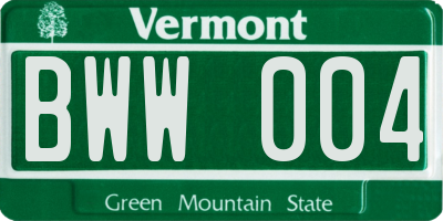 VT license plate BWW004