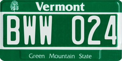VT license plate BWW024